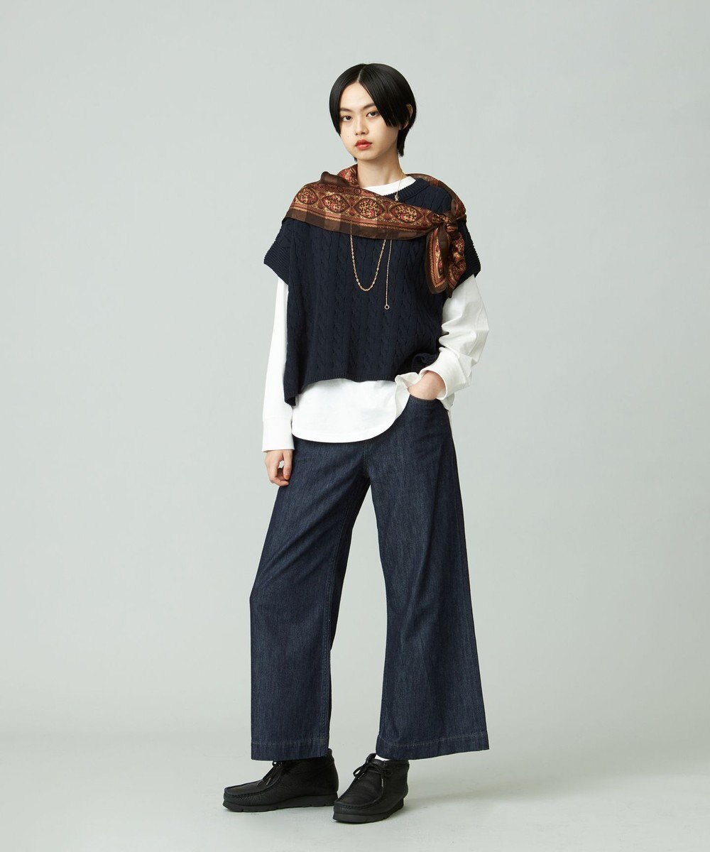 J.PRESS YORK STREET 【WOMEN】コットンニット ケーブルポンチョ 