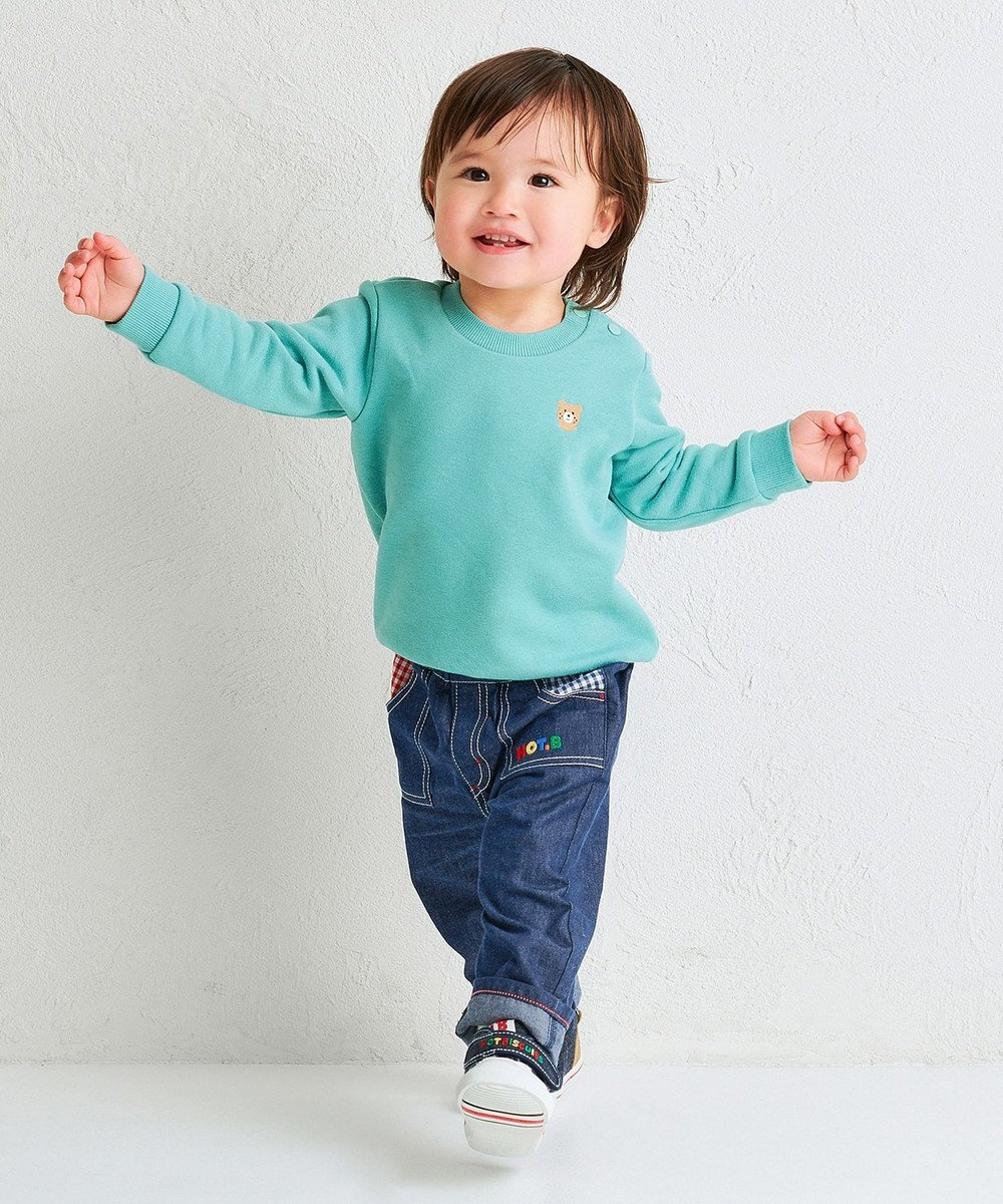 MIKI HOUSE HOT BISCUITS 【70-120cm】【Everyday Series】ワンポイント くすみカラー裏毛パイルトレーナー 