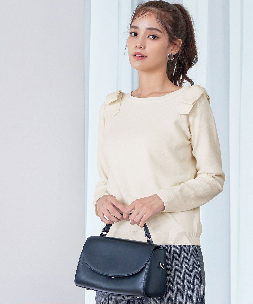 Tiaclasse 【洗える】ショルダーリボンニットトップス 