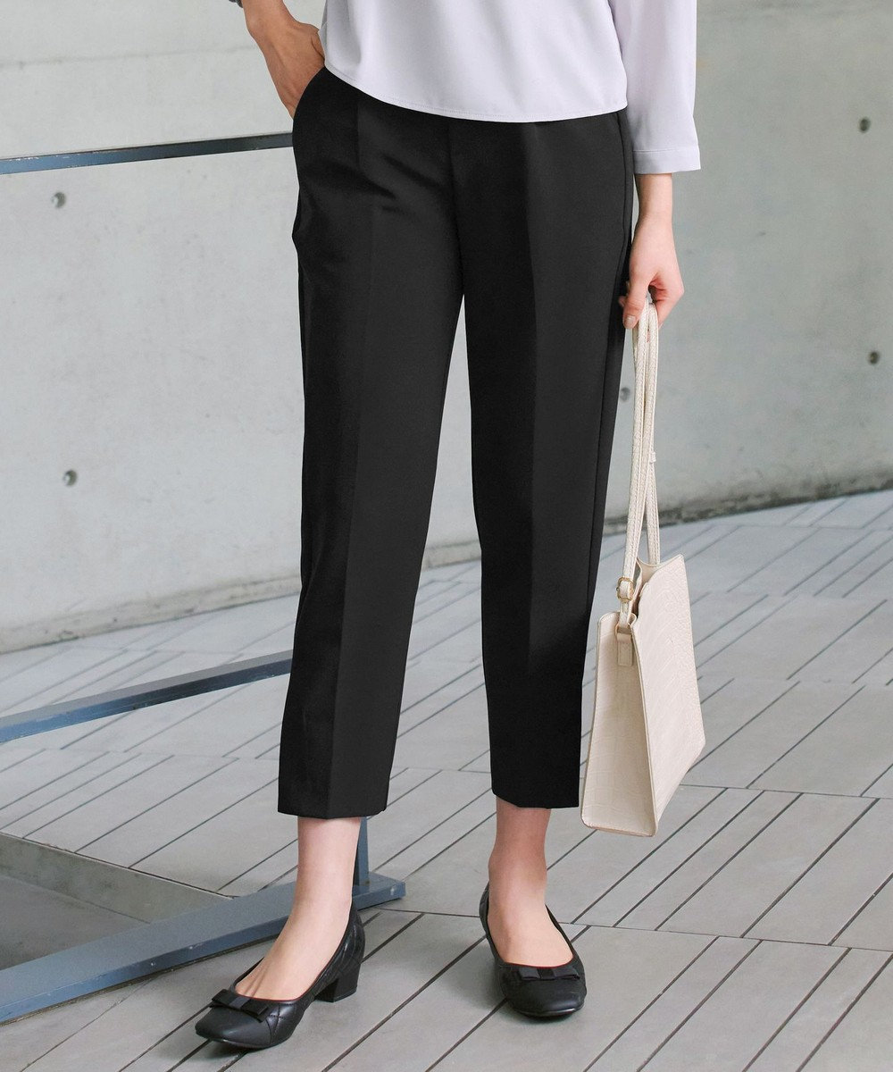 Tiaclasse L 【ストレッチジョーゼット】スリットテーパードパンツ 
