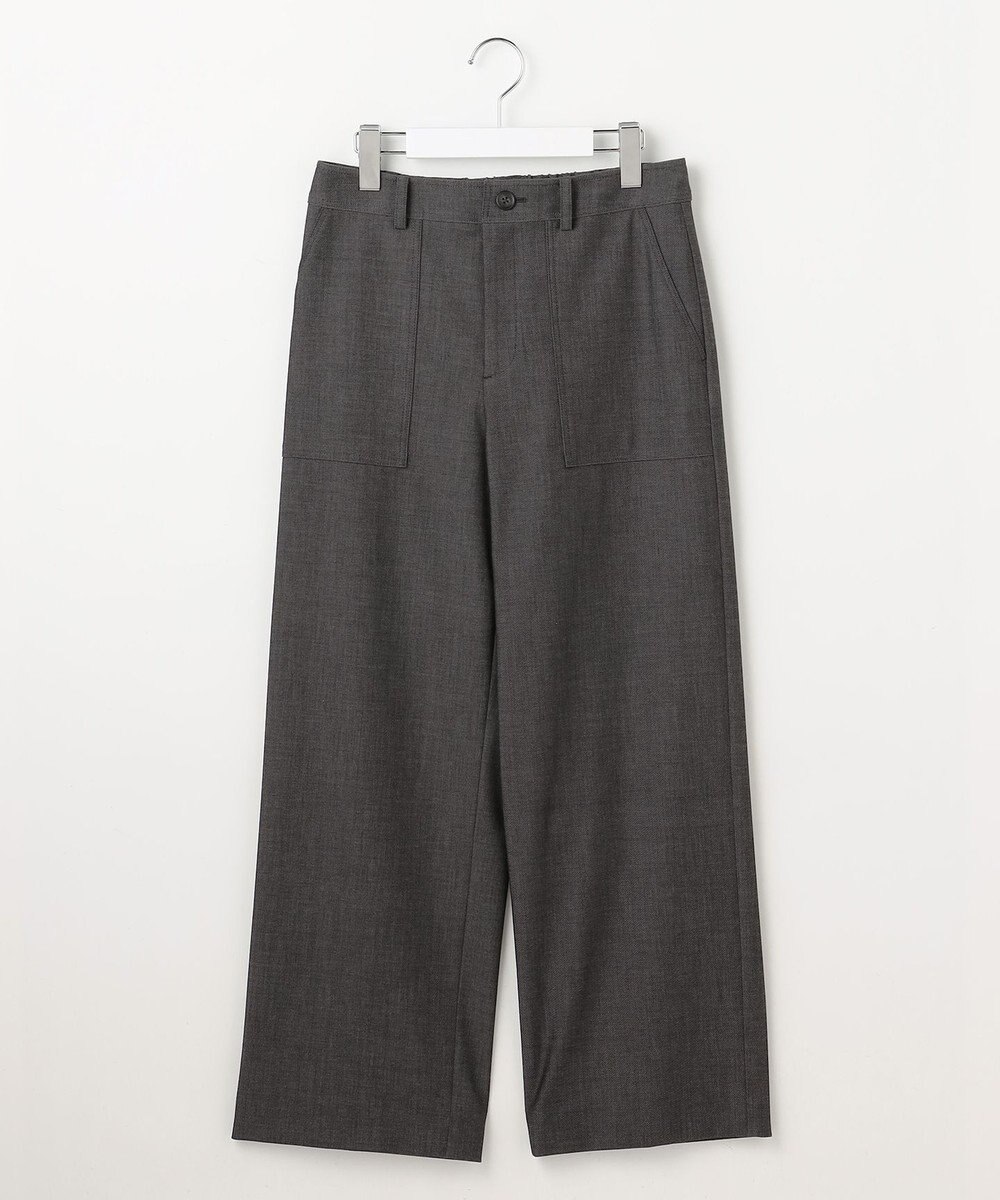 J.PRESS LADIES S シャンブレー2wayストレッチ ワイド ストレート パンツ 