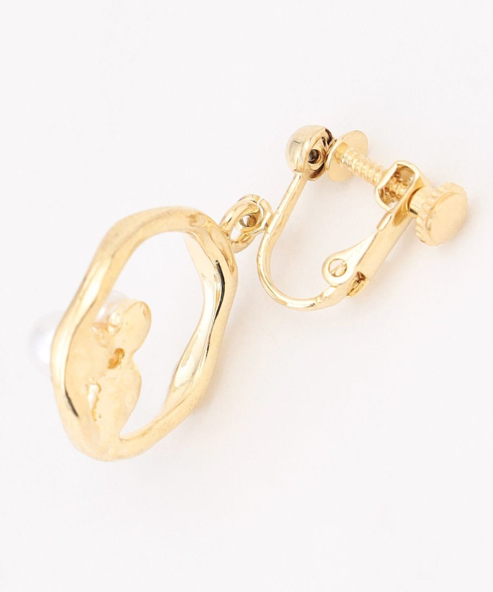 ANY SIS フープパール調ストーン イヤリング 