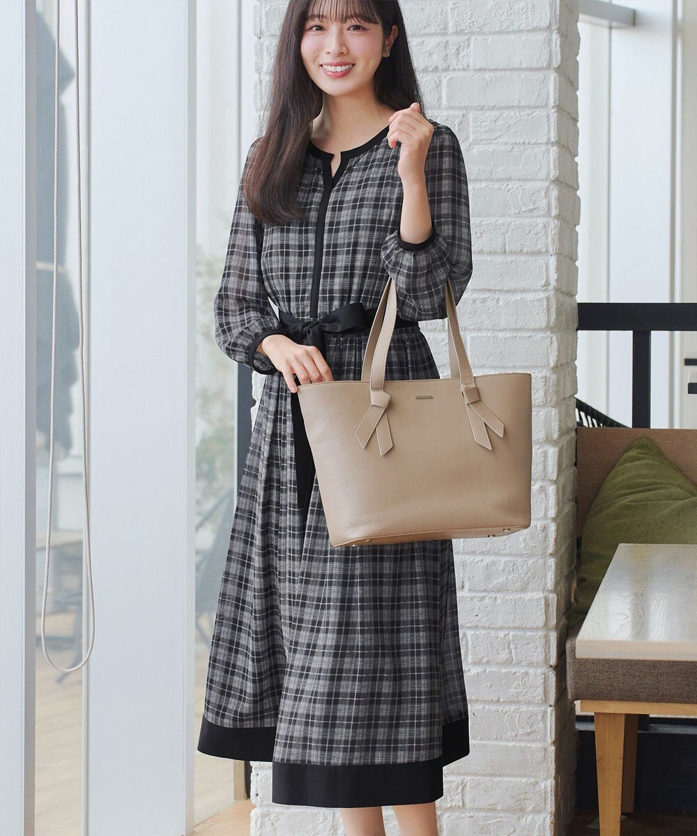 Tiaclasse L シアーチェック配色ワンピース 