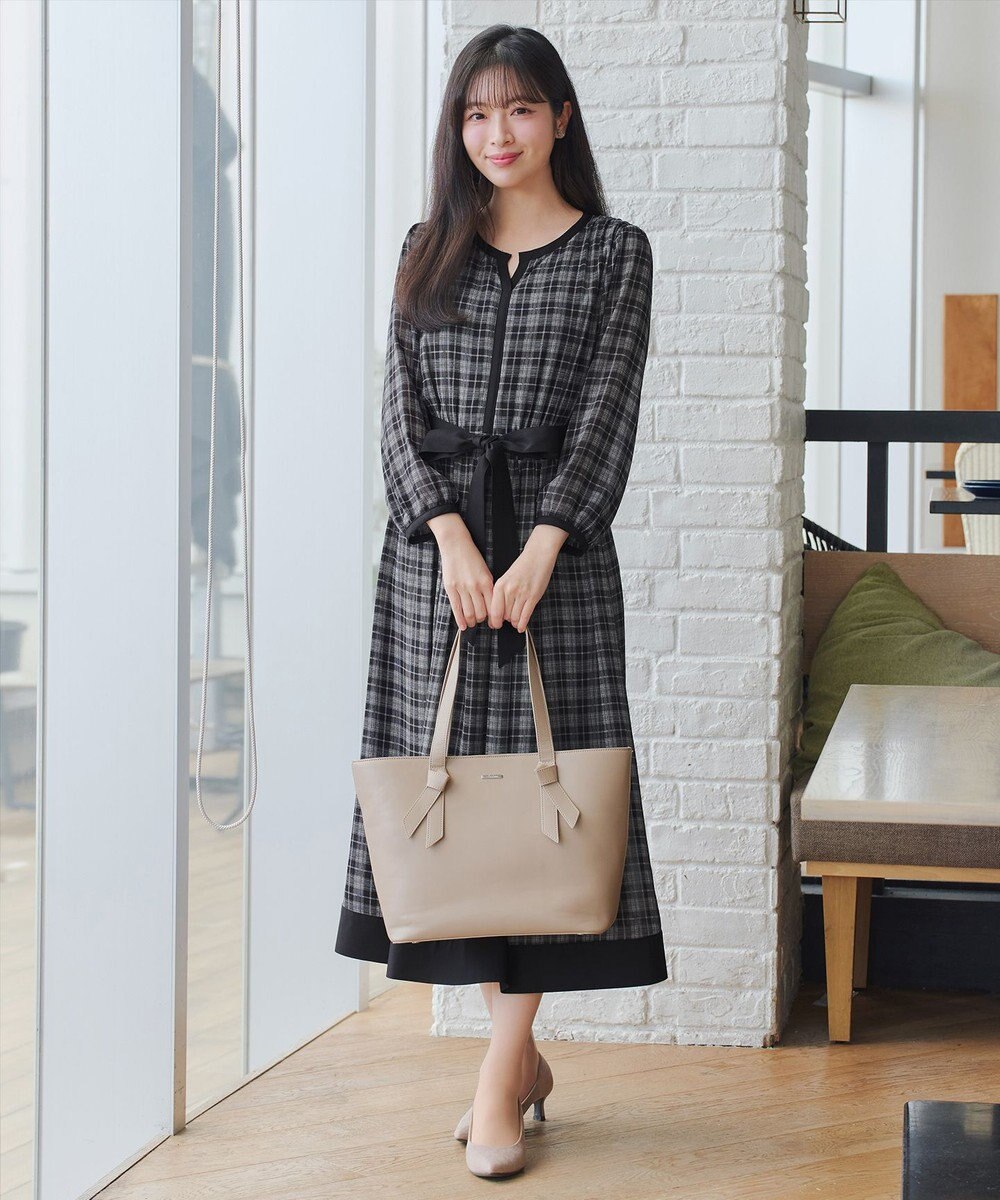 Tiaclasse L シアーチェック配色ワンピース 