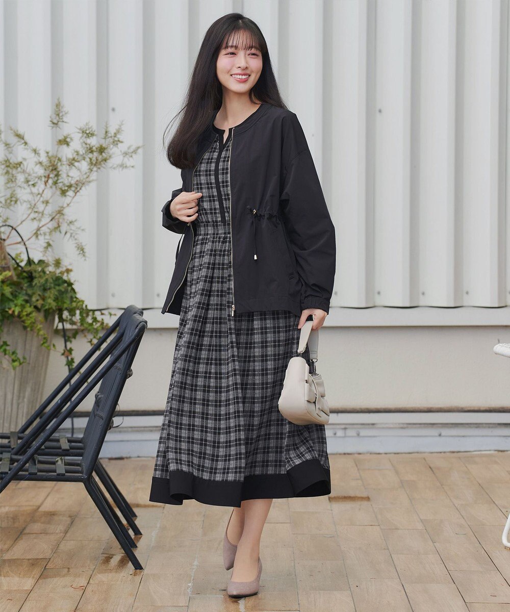 Tiaclasse L シアーチェック配色ワンピース 