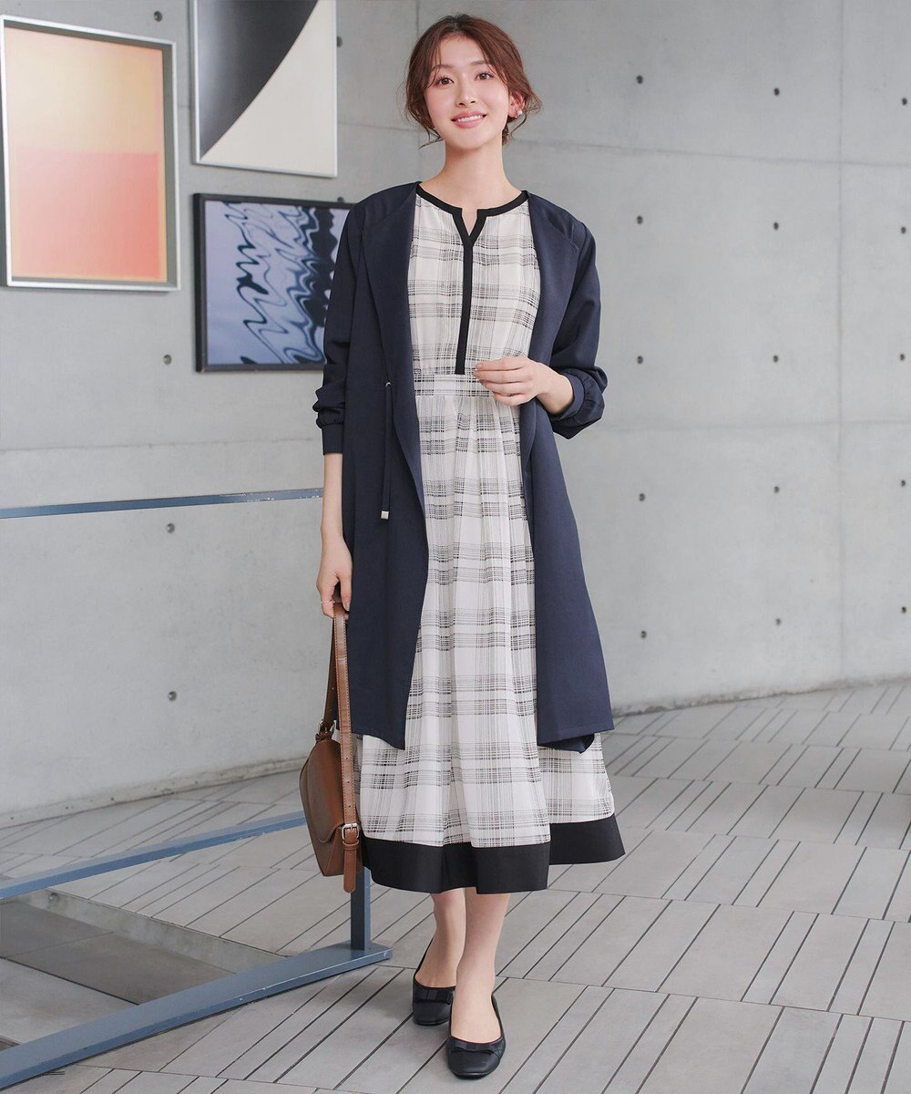 Tiaclasse L シアーチェック配色ワンピース 
