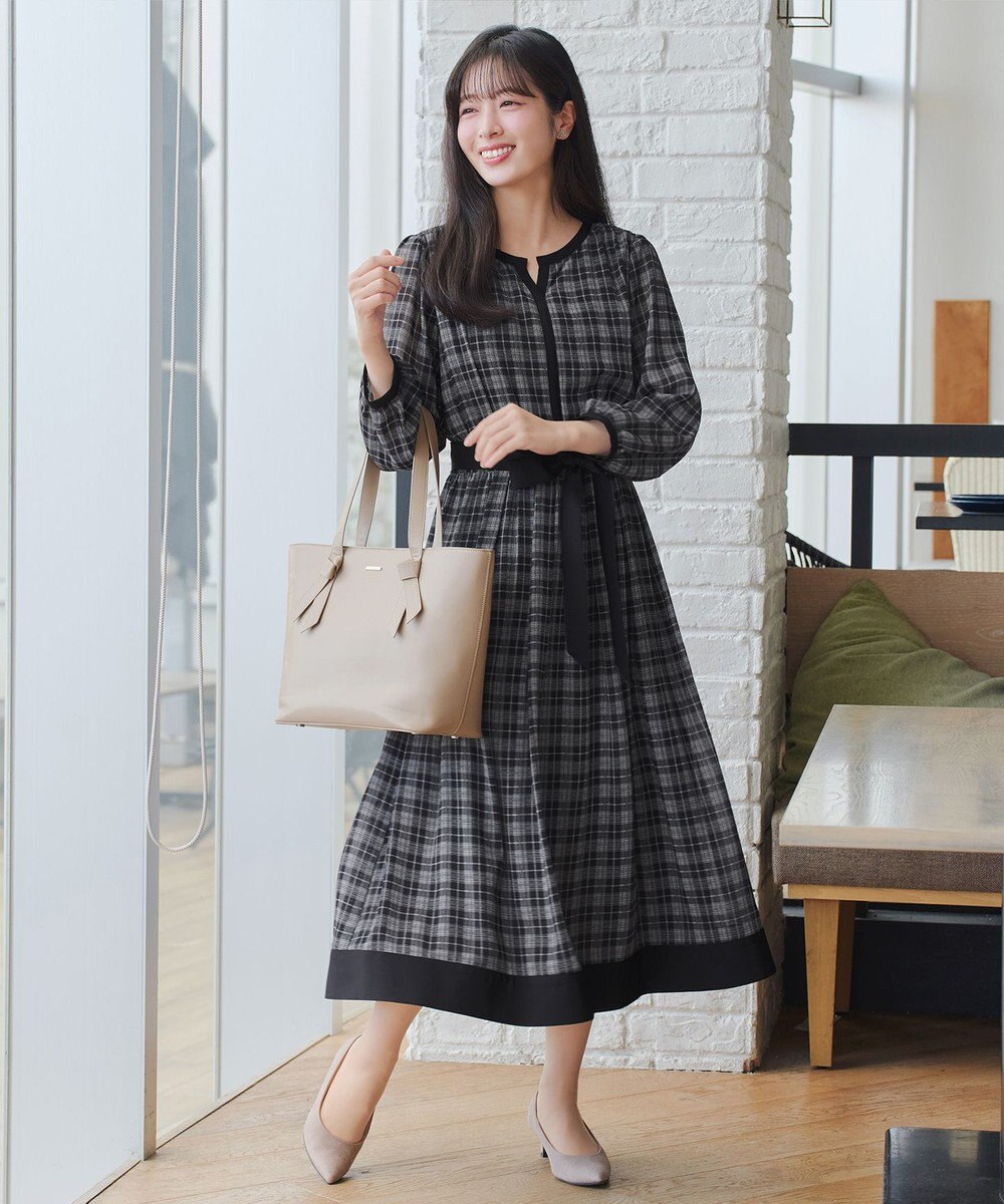 Tiaclasse L シアーチェック配色ワンピース 