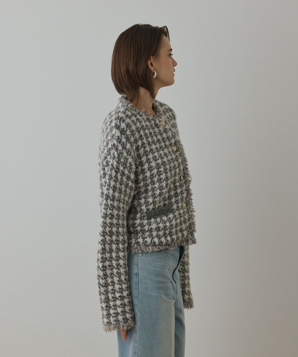 GRACE CONTINENTAL ツイードニットショートカーディガン 