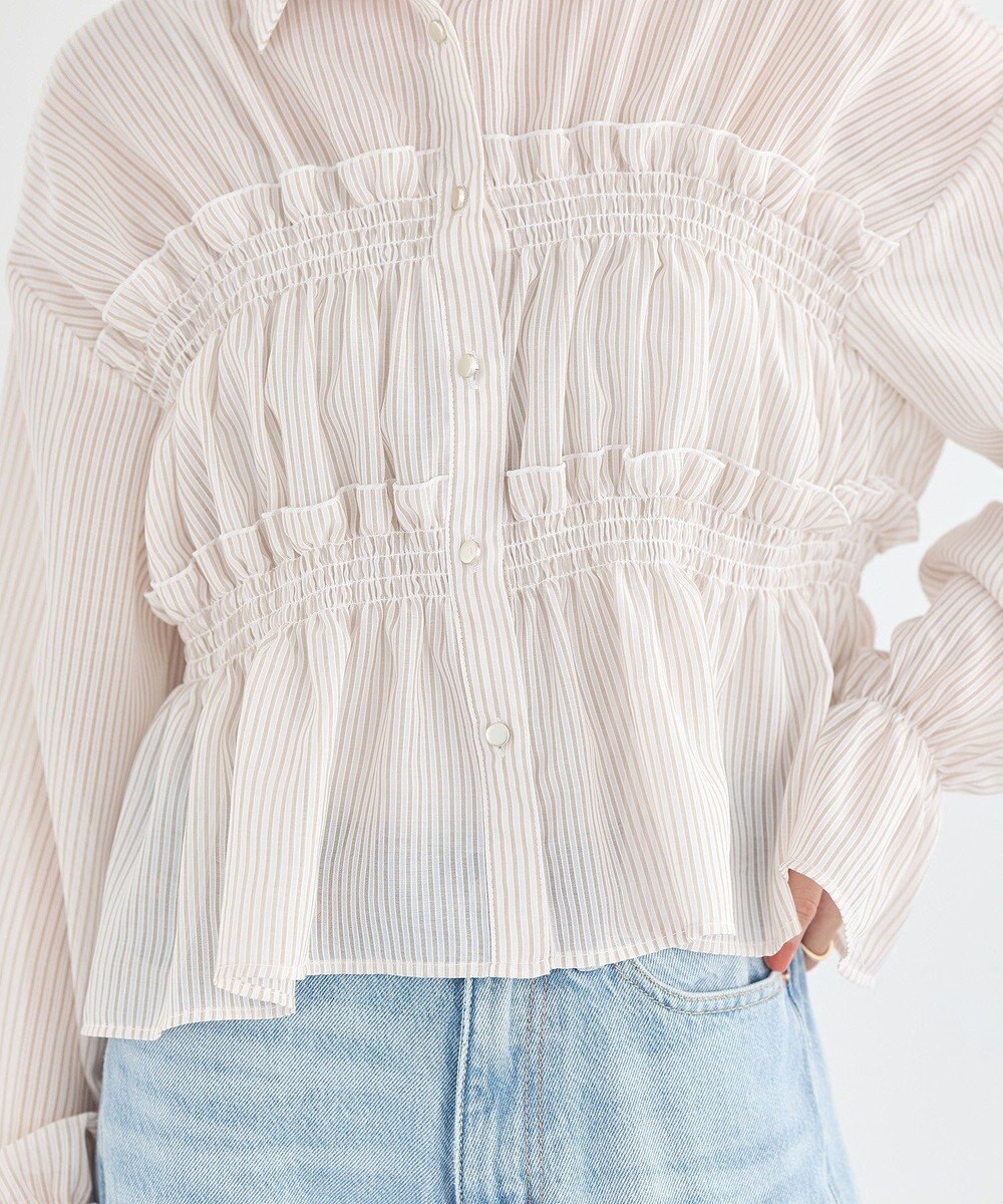 earth music&ecology シャーリングストライプシャツ 