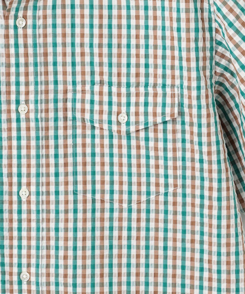 J.PRESS MEN 風が通るシアサッカーの清涼感【吸水速乾 / 高通気性】【クールマックス】サッカーギンガムチェック シャツ / B.D. 