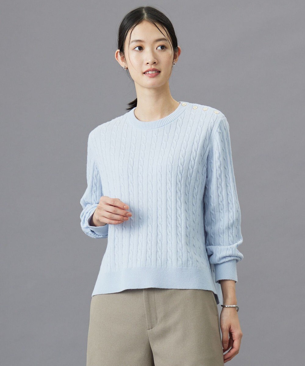 J.PRESS LADIES L 【洗える】WOOL BLEND AIR クルーネック ニット ライラックブルー系