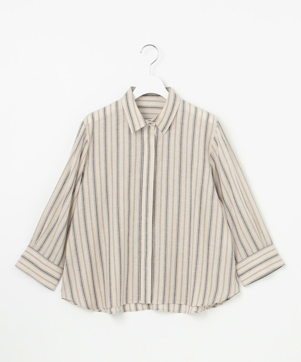 自由区 S 【ドラマ「明日はもっと いい日になる」着用】【接触冷感・吸水速乾・洗える】ナチュラルリネンクロップド丈 シャツ 