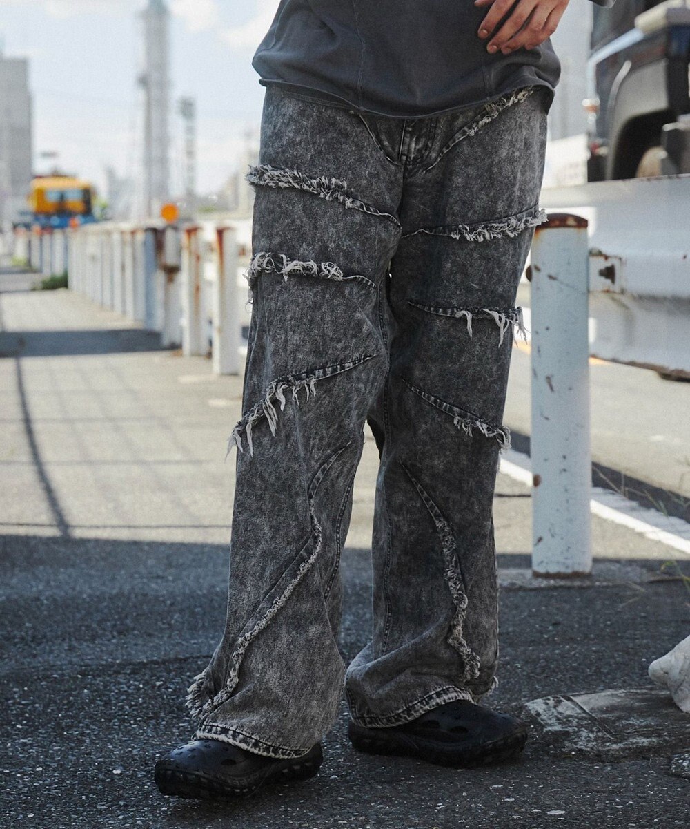 WEGO ダーツフリンジデニムパンツ 