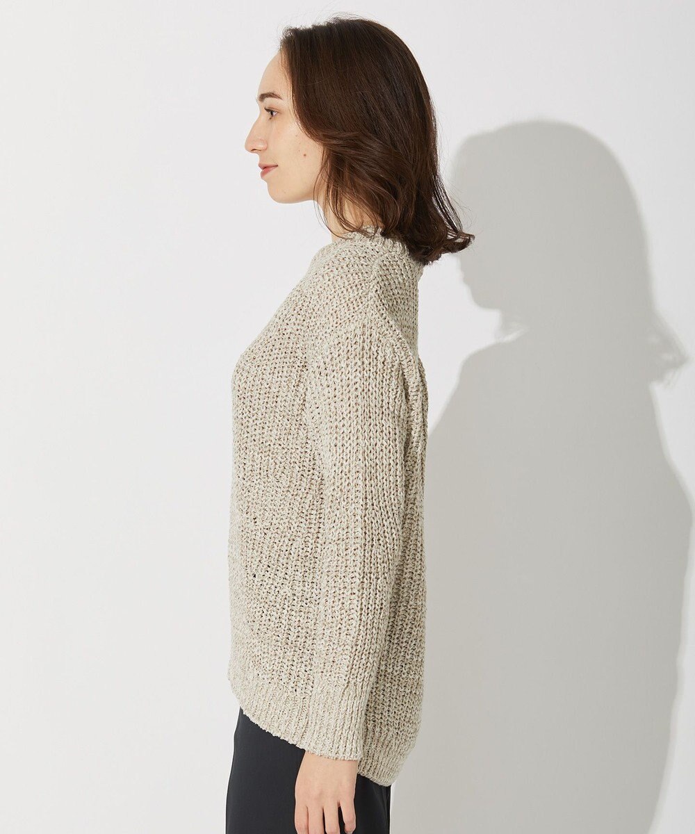 自由区 L 【洗える】コットンラッセル ボートネックニット 