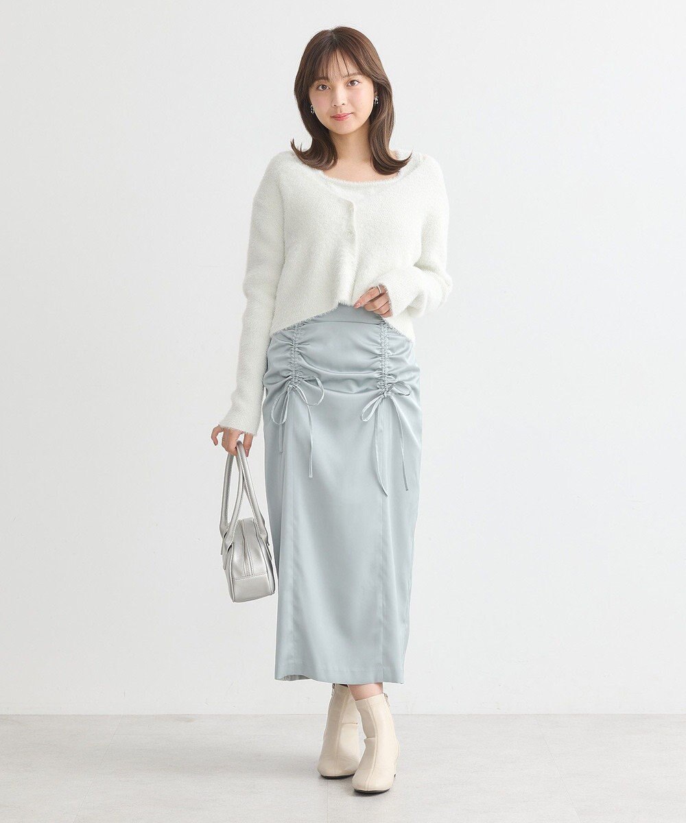 earth music&ecology フロントドロストリボンナロースカート 