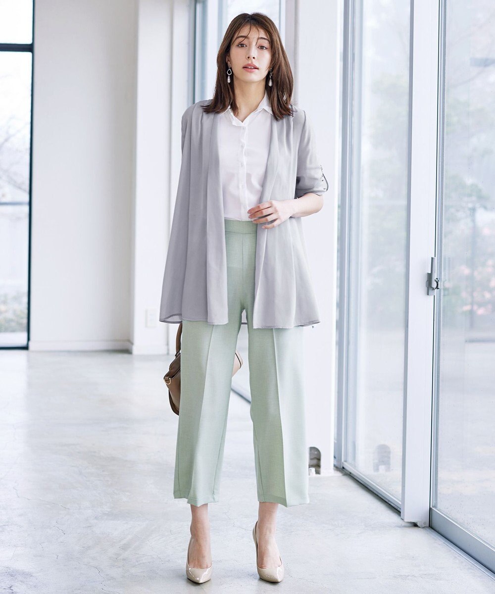 Tiaclasse L 【洗える】シフォンドレープカーディガン 