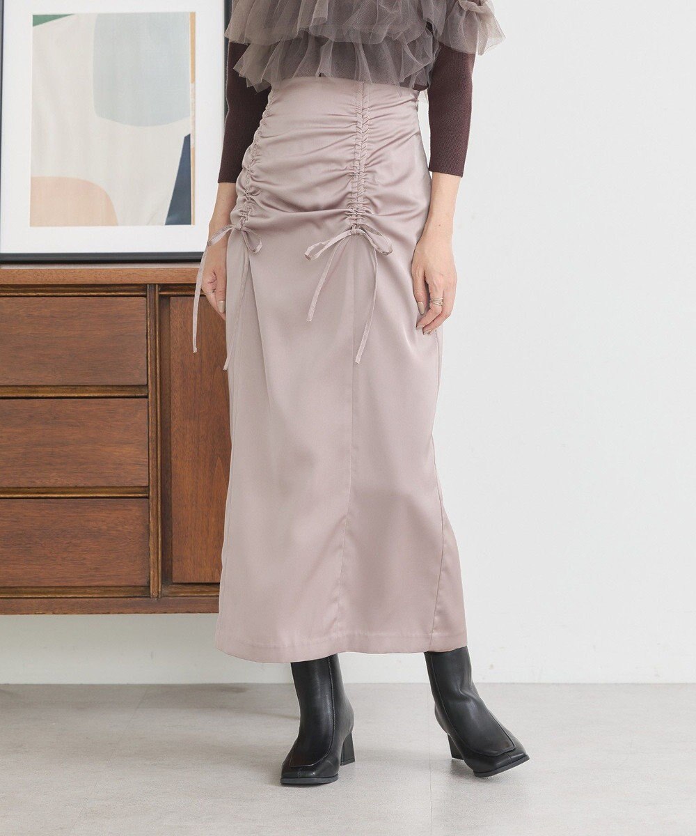 earth music&ecology フロントドロストリボンナロースカート 