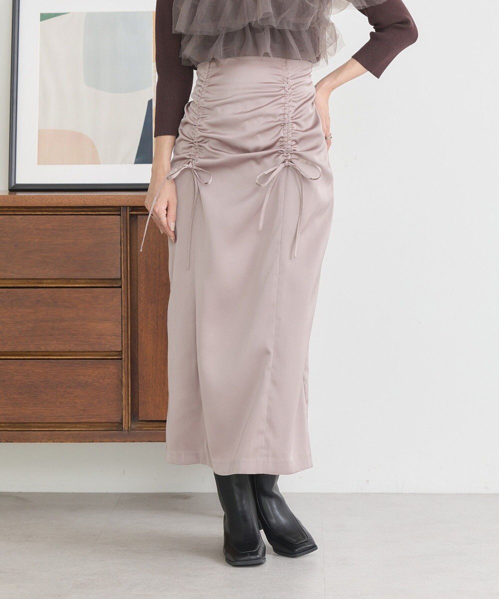 earth music&ecology フロントドロストリボンナロースカート 