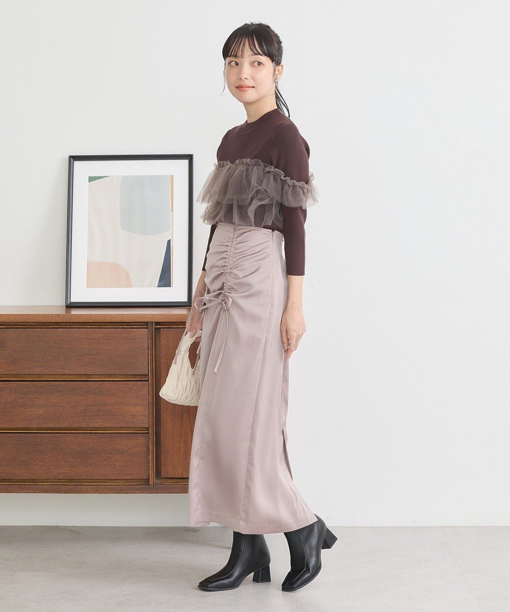 earth music&ecology フロントドロストリボンナロースカート 