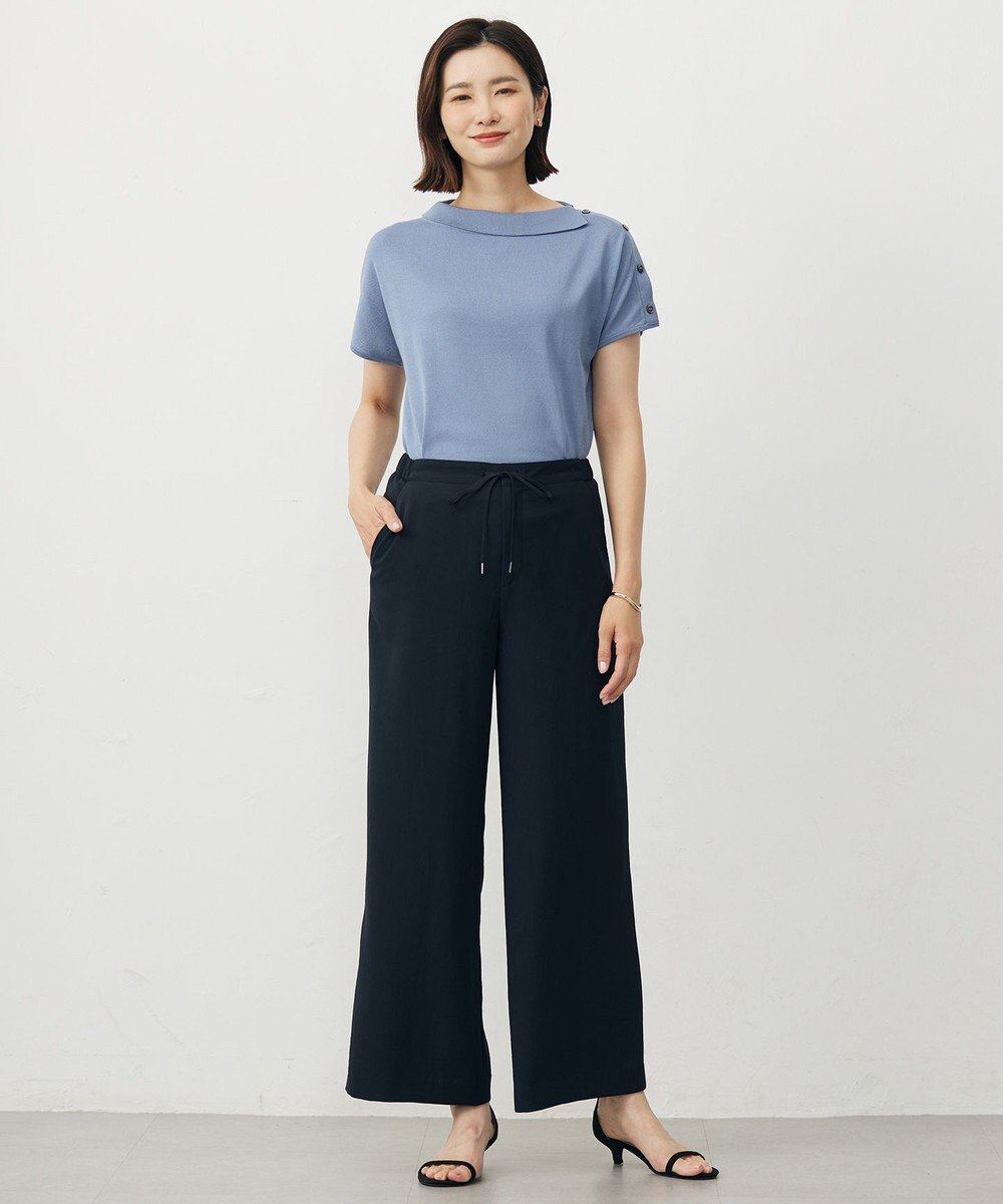 J.PRESS LADIES L 【洗える・吸水速乾・接触冷感・セットアップ対応】Light ジョーゼット ワイド パンツ 