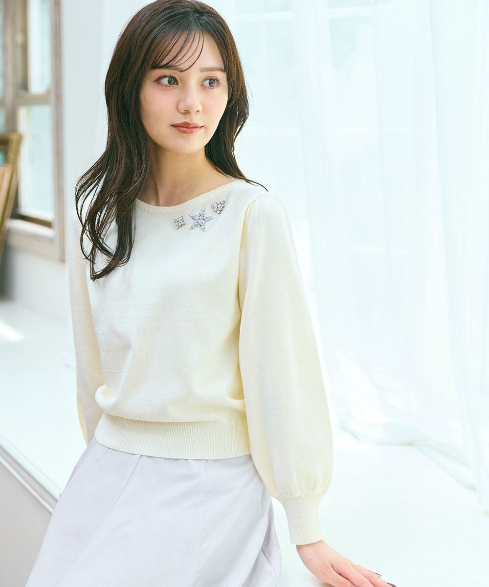 Feroux ブローチデザインニット プルオーバー 