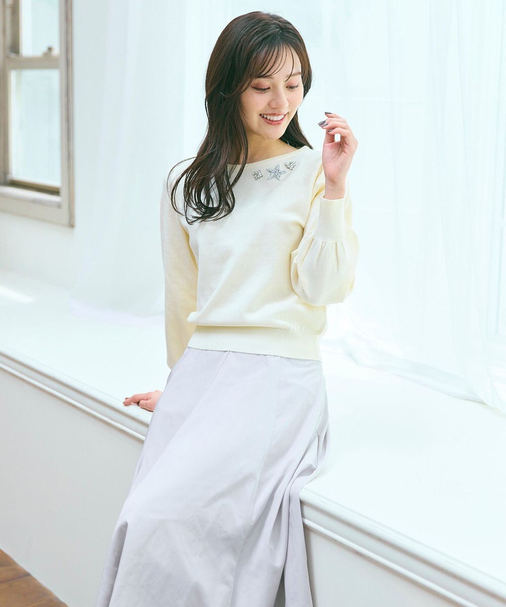 Feroux ブローチデザインニット プルオーバー 