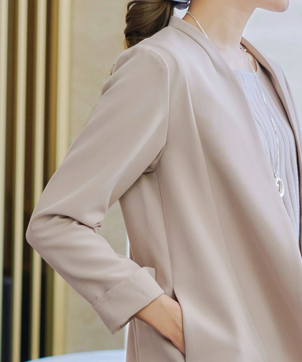 Tiaclasse 【ダブルストレッチ・洗える】カラーレスロングジャケット 