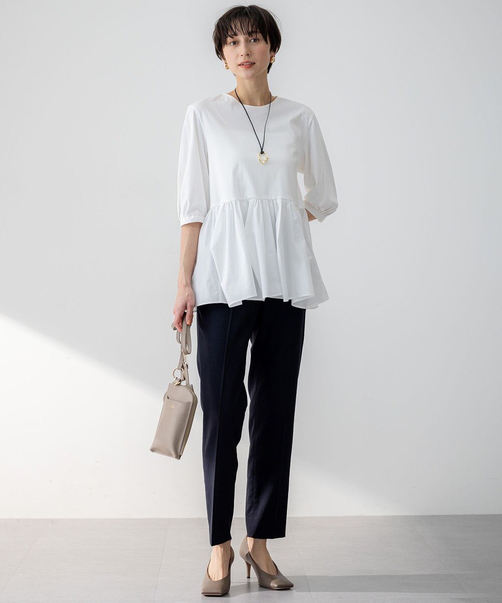 23区 L 【セットアップ対応/防シワ性/洗える】アイアスマットストレッチ テーパード パンツ 