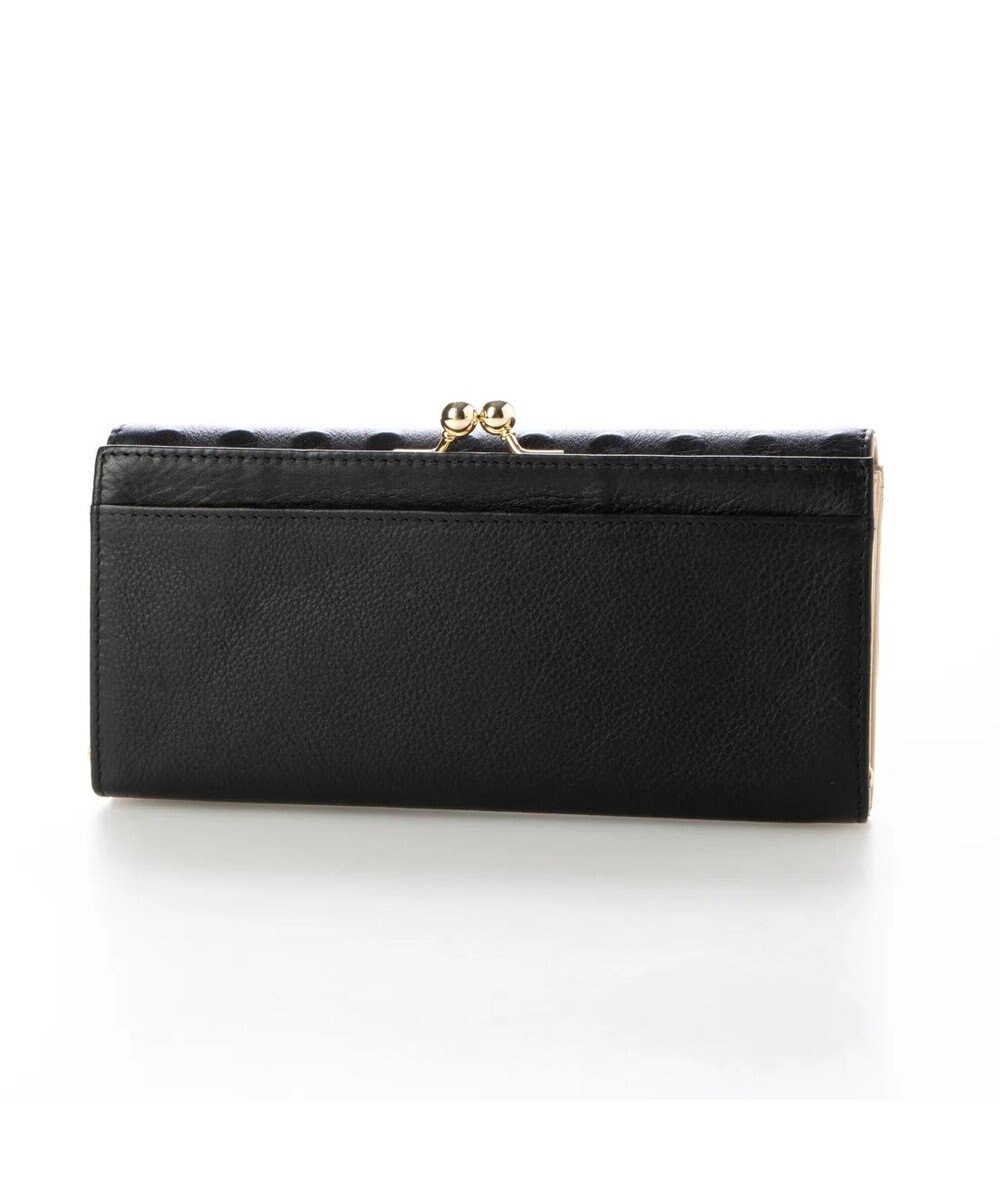 UNBILLION perche 牛革×ハラコ風ドットダブルかぶせ長財布 