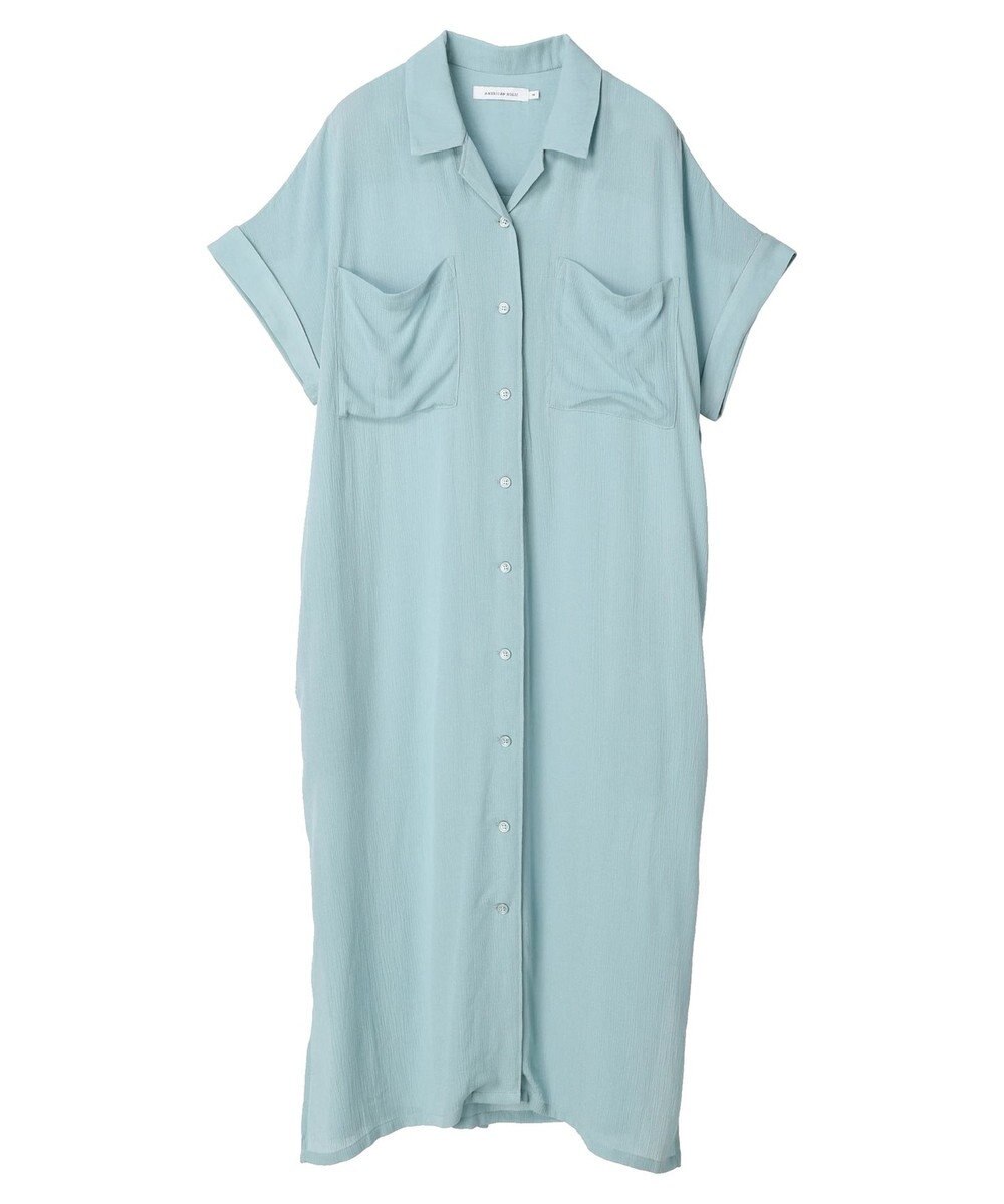 AMERICAN HOLIC 楊柳Ｗポケット開襟ワンピース 