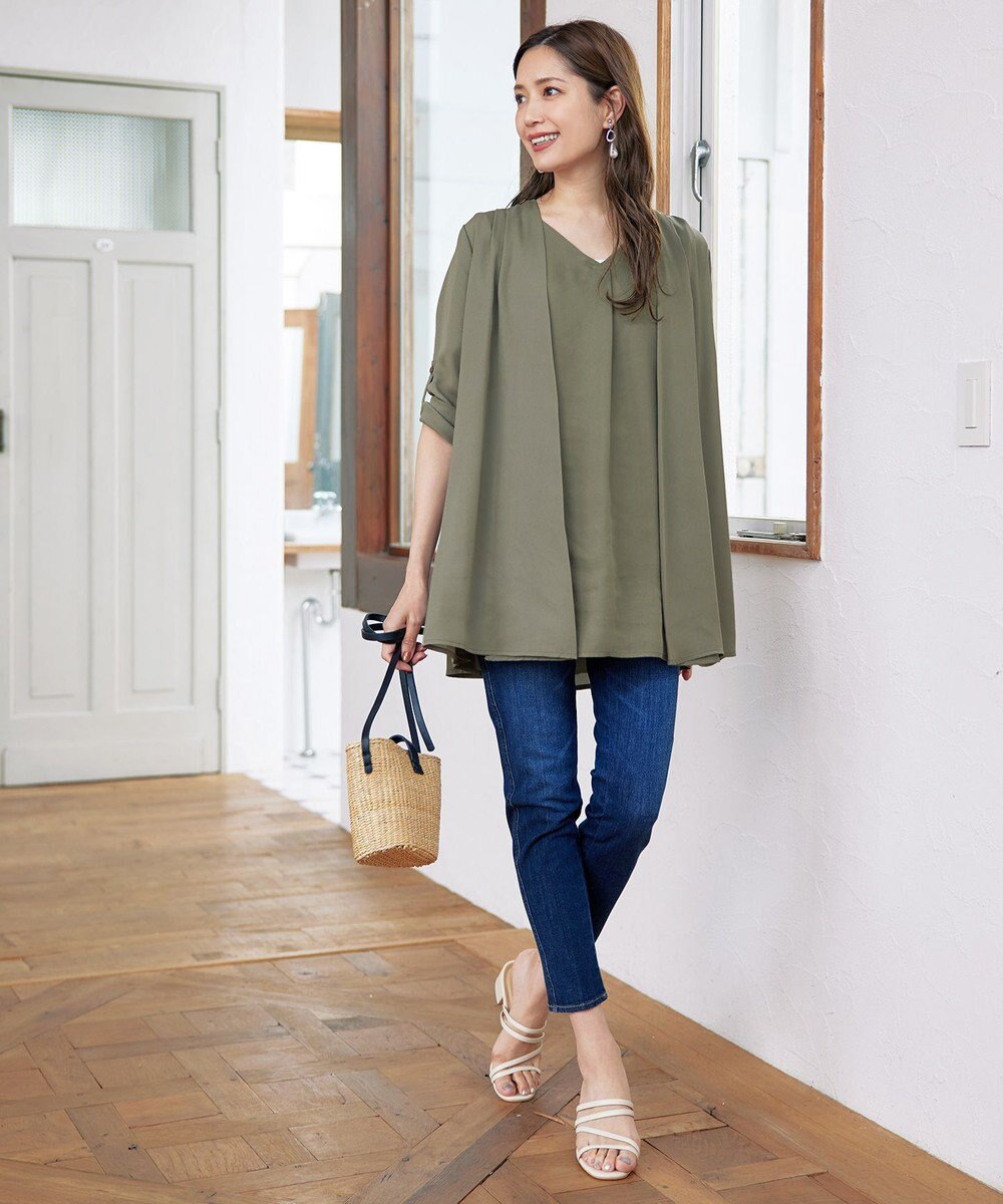 Tiaclasse L 【洗える】シフォンドレープカーディガン 