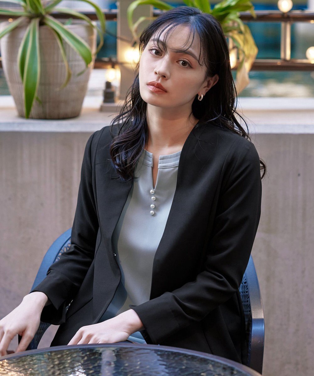 Tiaclasse 【ダブルストレッチ・洗える】カラーレスロングジャケット 