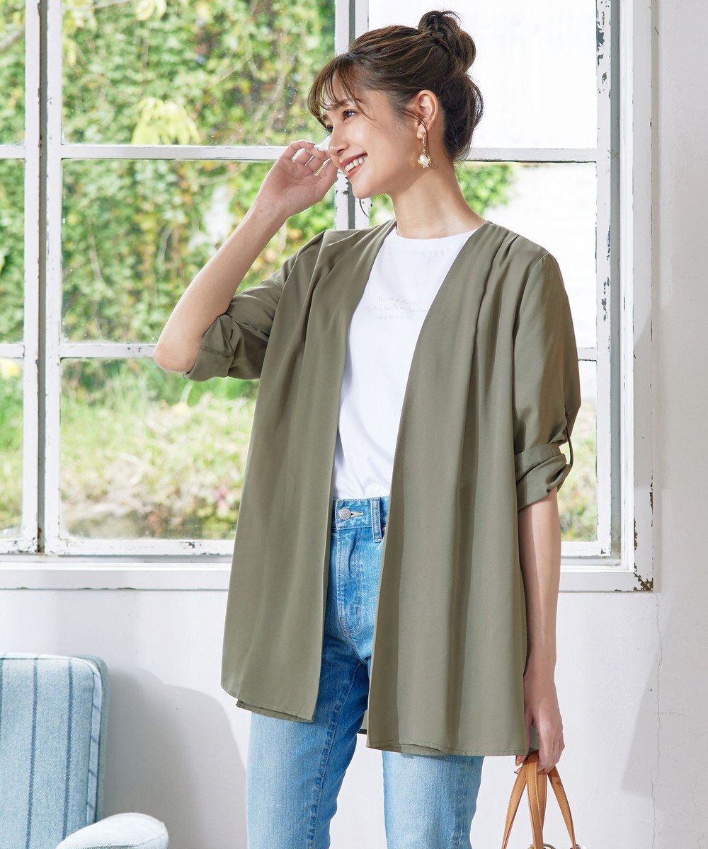 Tiaclasse L 【洗える】シフォンドレープカーディガン 