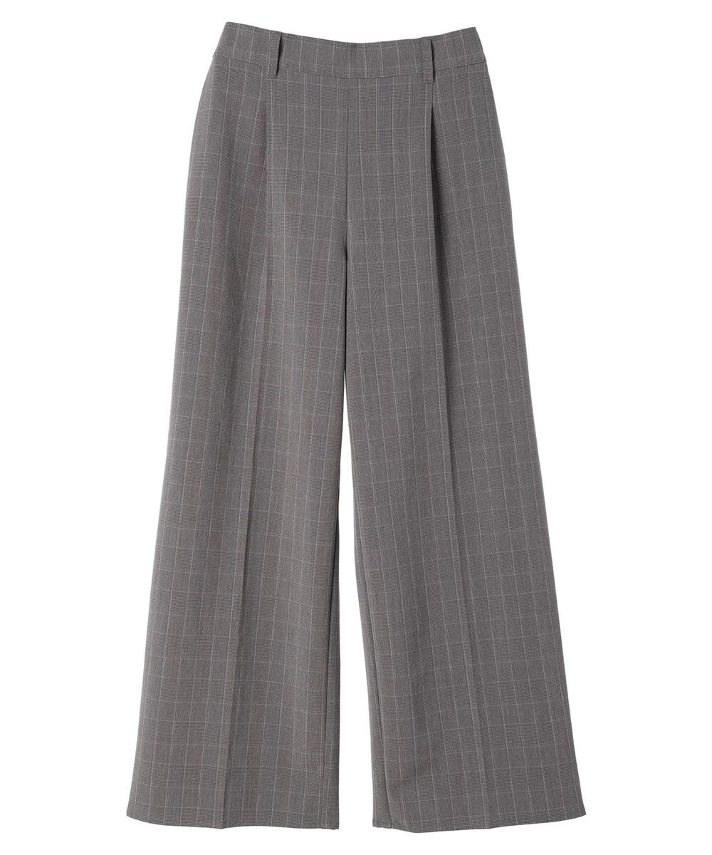 Green Parks きれいシルエットチェックワイドパンツ 