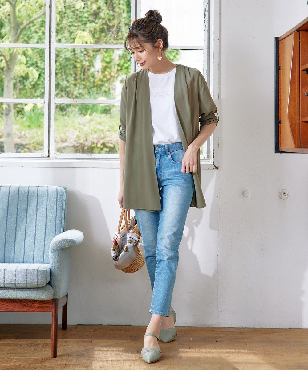 Tiaclasse L 【洗える】シフォンドレープカーディガン 