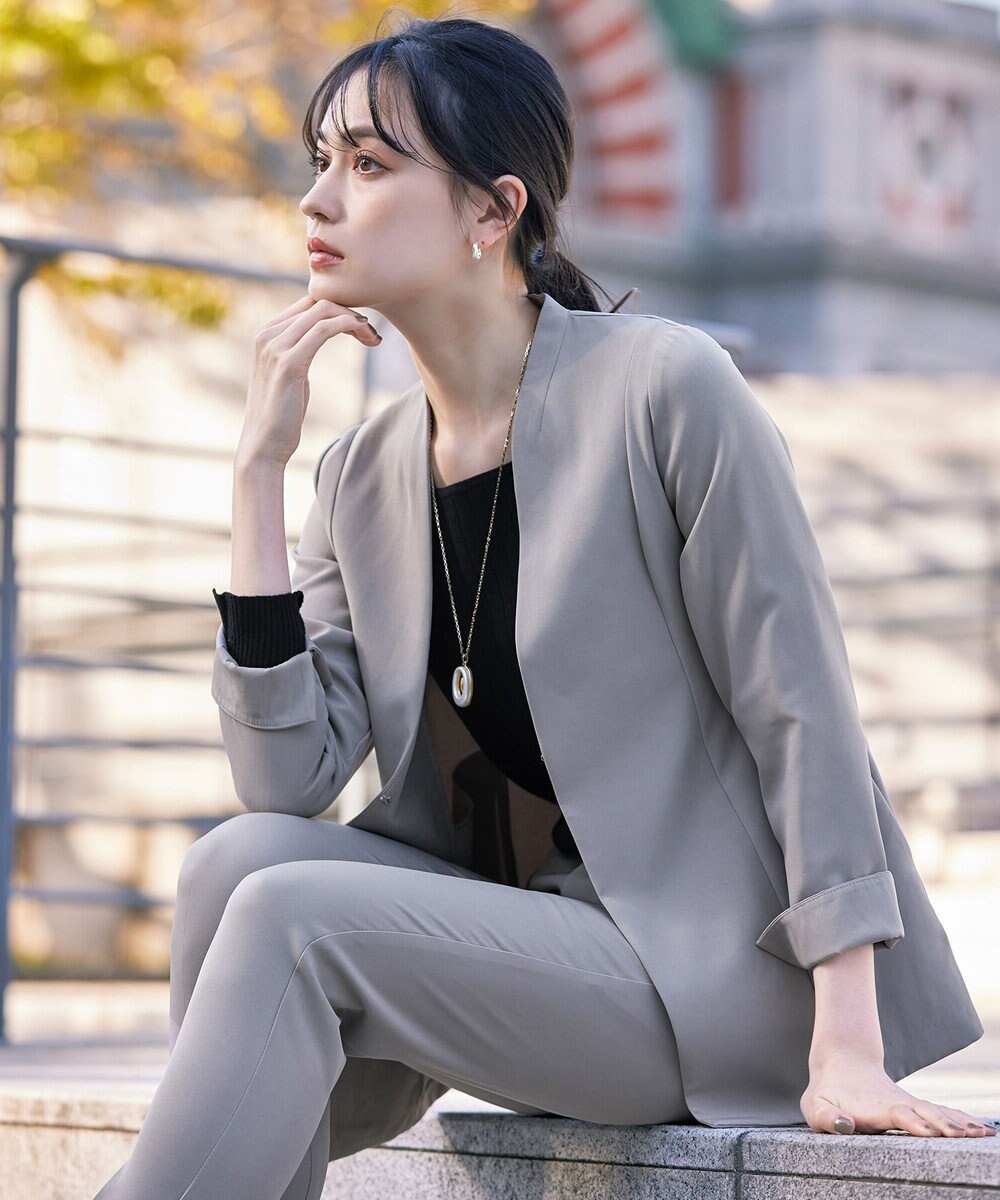 Tiaclasse 【ダブルストレッチ・洗える】カラーレスロングジャケット 