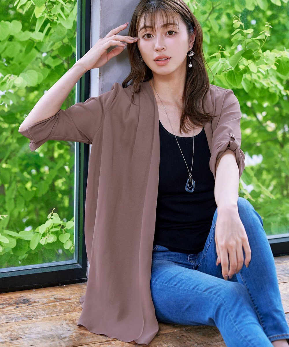 Tiaclasse L 【洗える】シフォンドレープカーディガン 