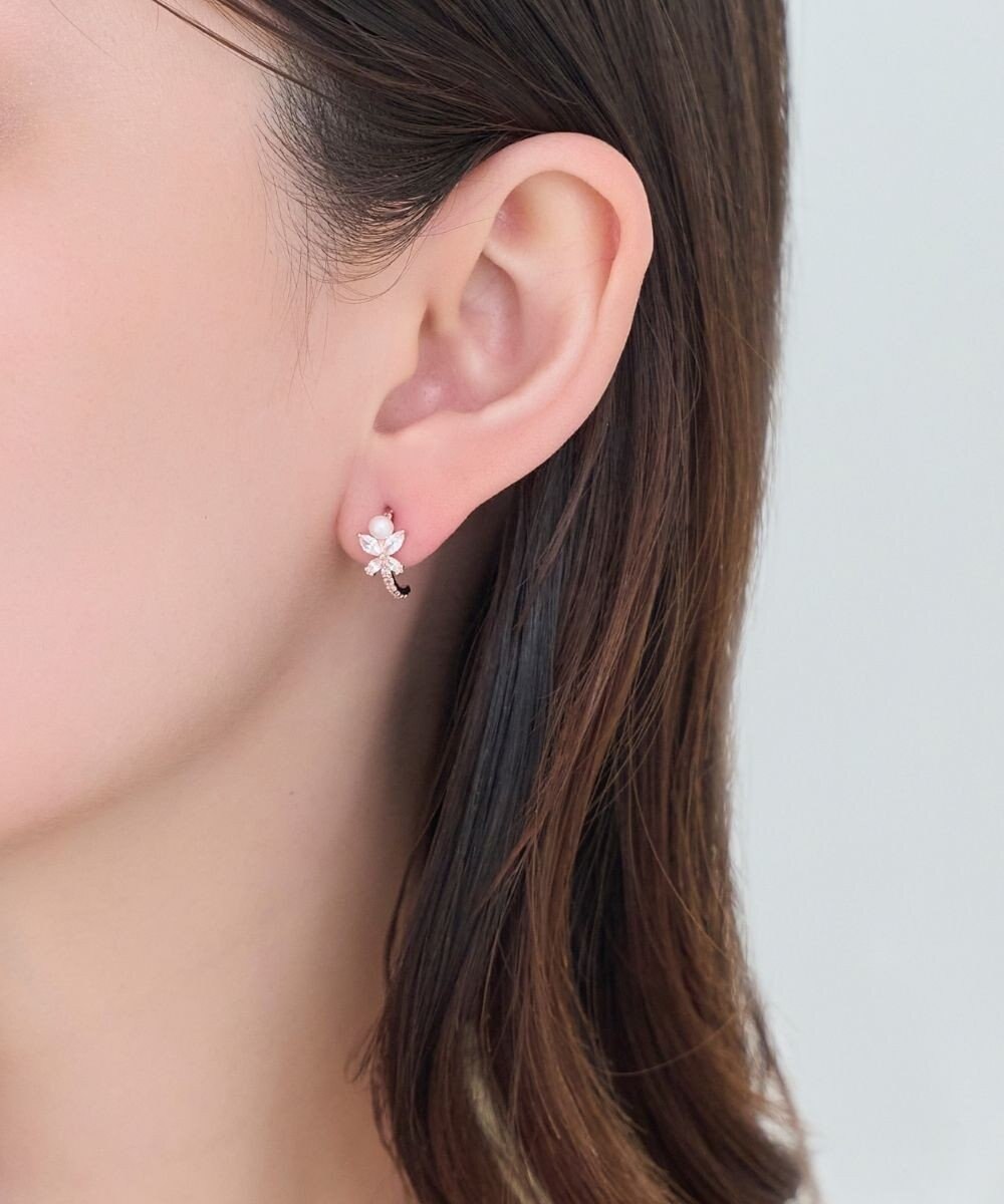 Phoebe ロマンティックビジューバタフライフープピアス　ローズゴールド 