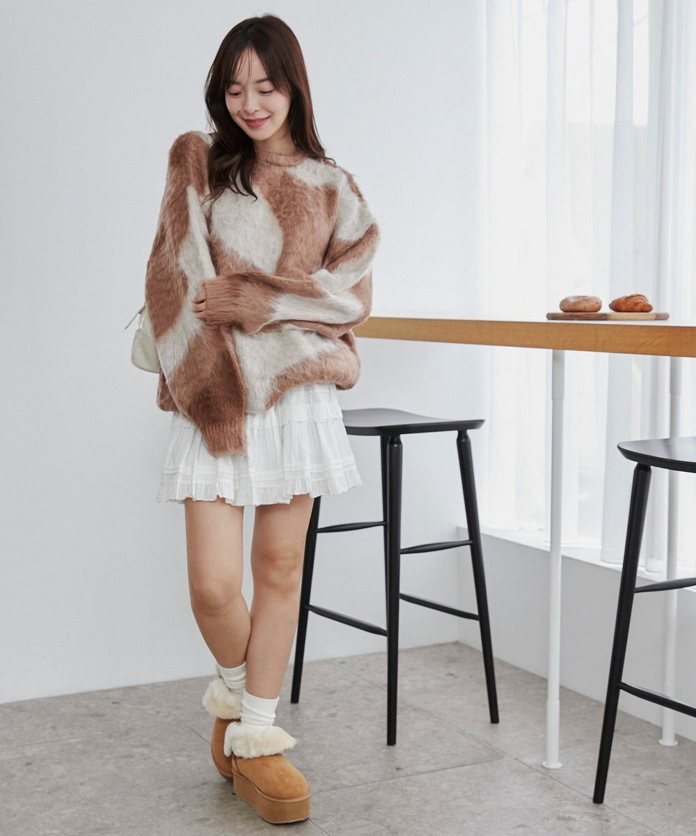 WEGO 【ユニセックス着用ITEM】マーブルシャギーニットプルオーバー 