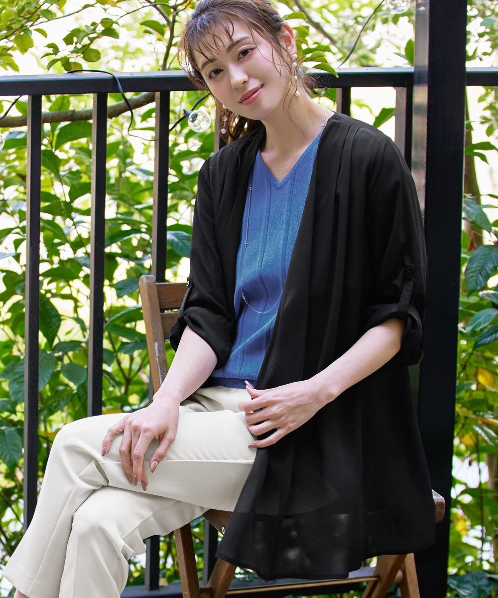 Tiaclasse L 【洗える】シフォンドレープカーディガン 