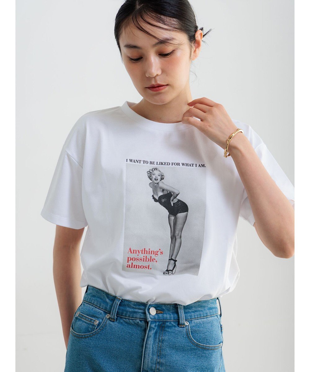 Te chichi マリリンモンローモノクロフォトTシャツ 