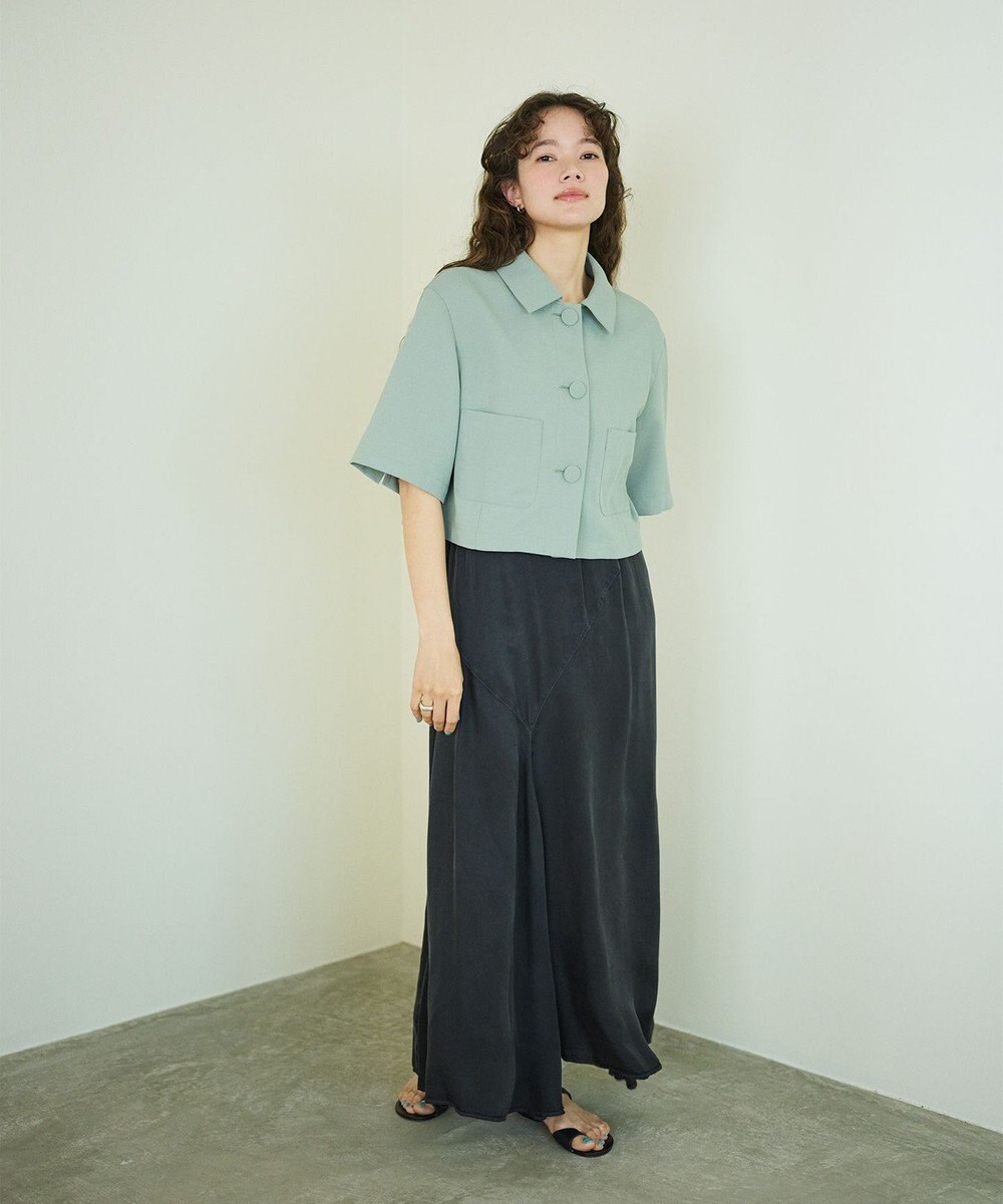 #Newans 【シワになりにくい】〈花乃まりあさんコラボ〉クロップドシャツジャケット 