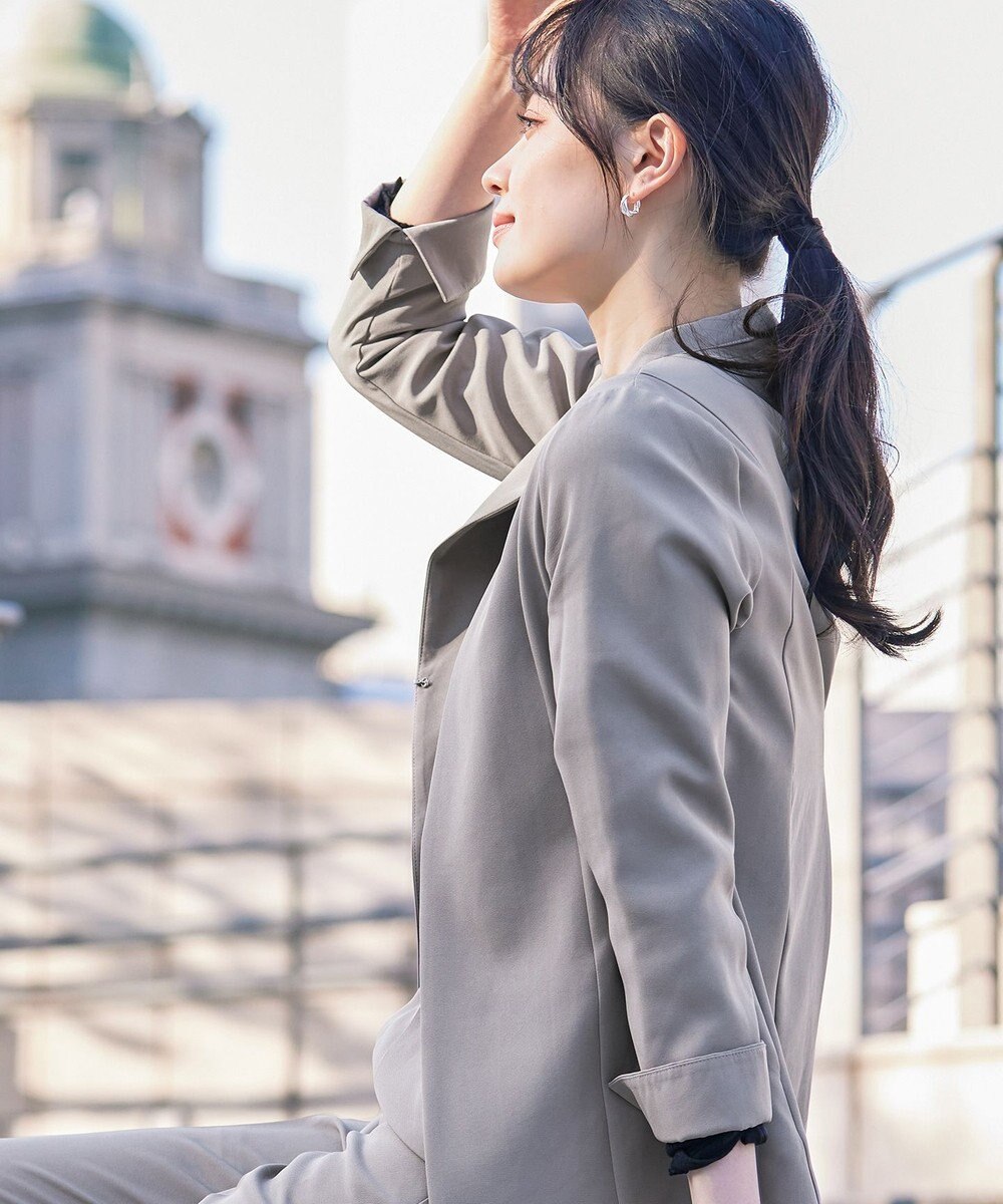 Tiaclasse 【ダブルストレッチ・洗える】カラーレスロングジャケット 