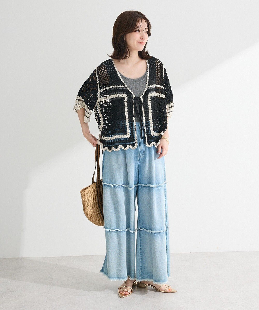 Green Parks ・ＥＬＥＮＣＡＲＥ　ＤＵＥ　カギ針風レースカーデ 