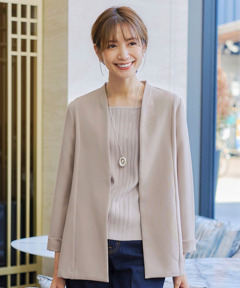 Tiaclasse 【ダブルストレッチ・洗える】カラーレスロングジャケット 