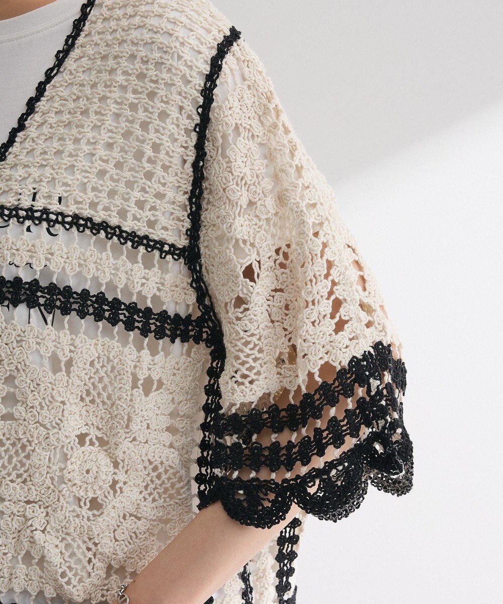 Green Parks ・ＥＬＥＮＣＡＲＥ　ＤＵＥ　カギ針風レースカーデ 