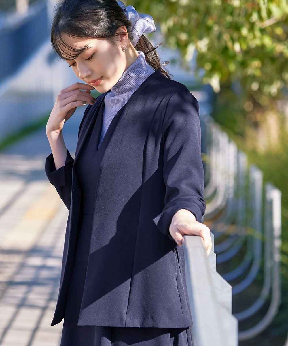 Tiaclasse 【ダブルストレッチ・洗える】カラーレスロングジャケット 