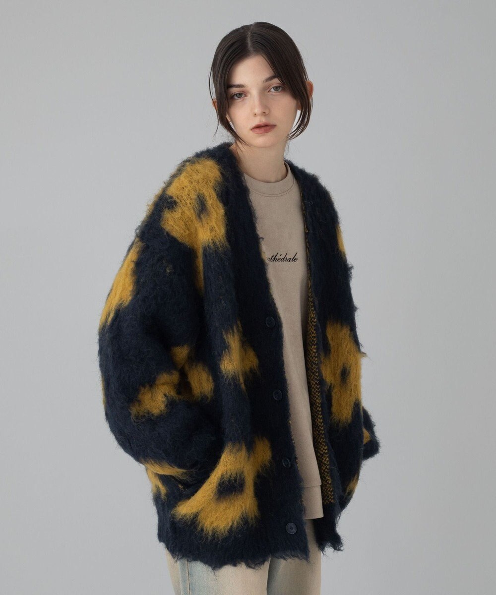 WEGO 【ユニセックス着用ITEM/MLサイズ展開】モヘアタッチパターンカーディガン 