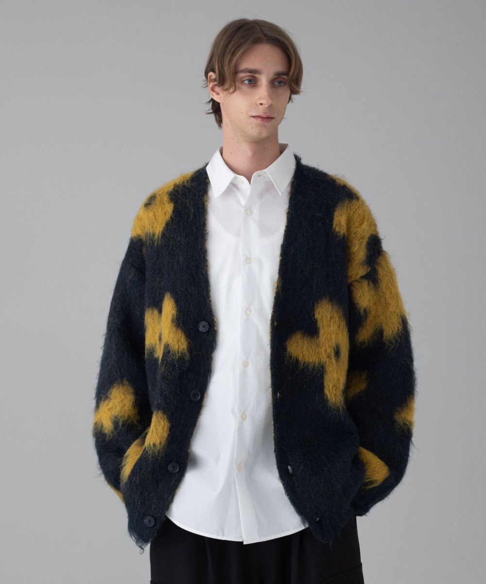 WEGO 【ユニセックス着用ITEM/MLサイズ展開】モヘアタッチパターンカーディガン 