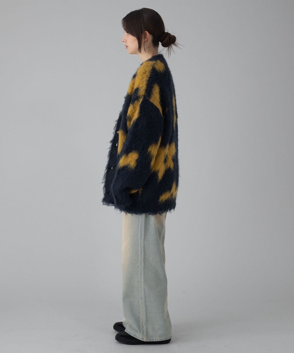 WEGO 【ユニセックス着用ITEM/MLサイズ展開】モヘアタッチパターンカーディガン 